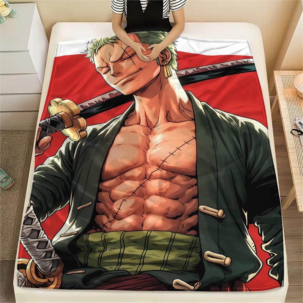 One Piece Charakter Print Flaneldecke, Hohe Qualität, Bequem für alle Jahreszeiten, Heimdekoration, Wärme und Komfort, Perfekt für Weihnachtsgeschenke