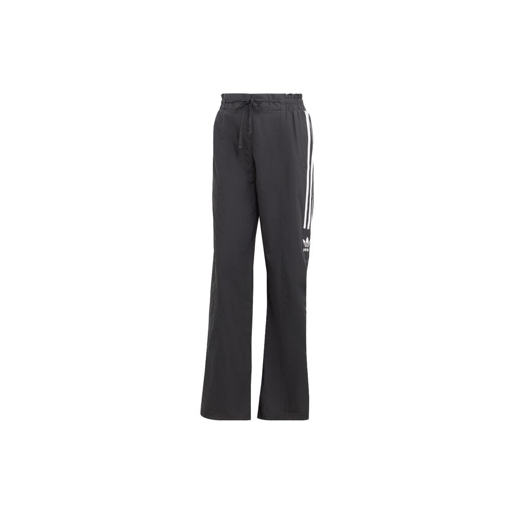 Adidas Originals Trefoil Logo Print Striped Loose Sweatpants Women Bottoms Black HN4498