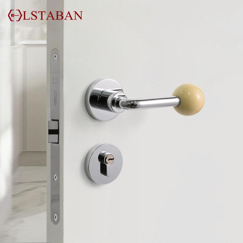Zinc Alloy Door Lock Interesting Colorful Ceramic Ball Modern Simple Bedroom Silent Door Lock Indoor Wooden Door Handle