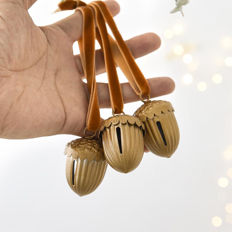 Christmas Bell Pendant with Swan, Velvet Ribbon & Pine Cone - Tree Ornament & Decoration