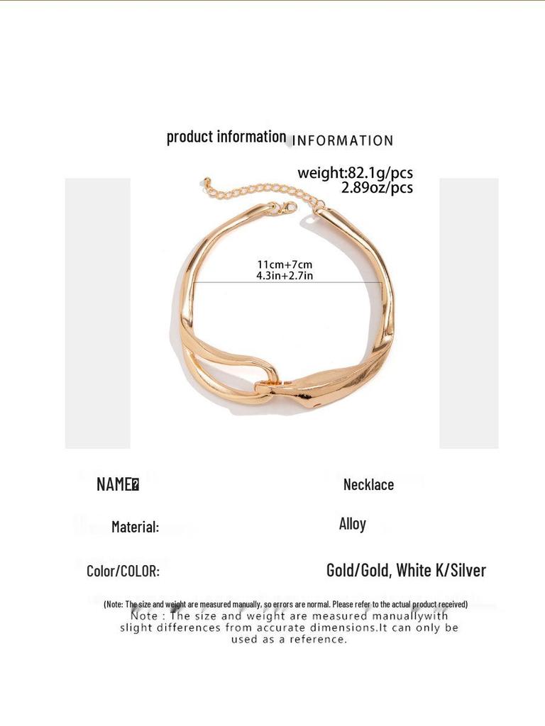 Punkowy Geometryczny Metalowy Choker z Klamrą - Europejski i Amerykański Abstrakcyjny Design dla Kobiet