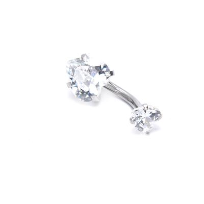Surgical Steel Heart Zircon Navel Belly Button Ring Bar Body Piercing Jewelry