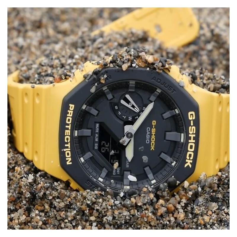 Casio LCD/Pointer Dual Display Series Octagonal Farmhouse Oak Bruce Lee Color Matching Street Retro Waterproof Sports Quartz Movement GA-2110SU-9A
