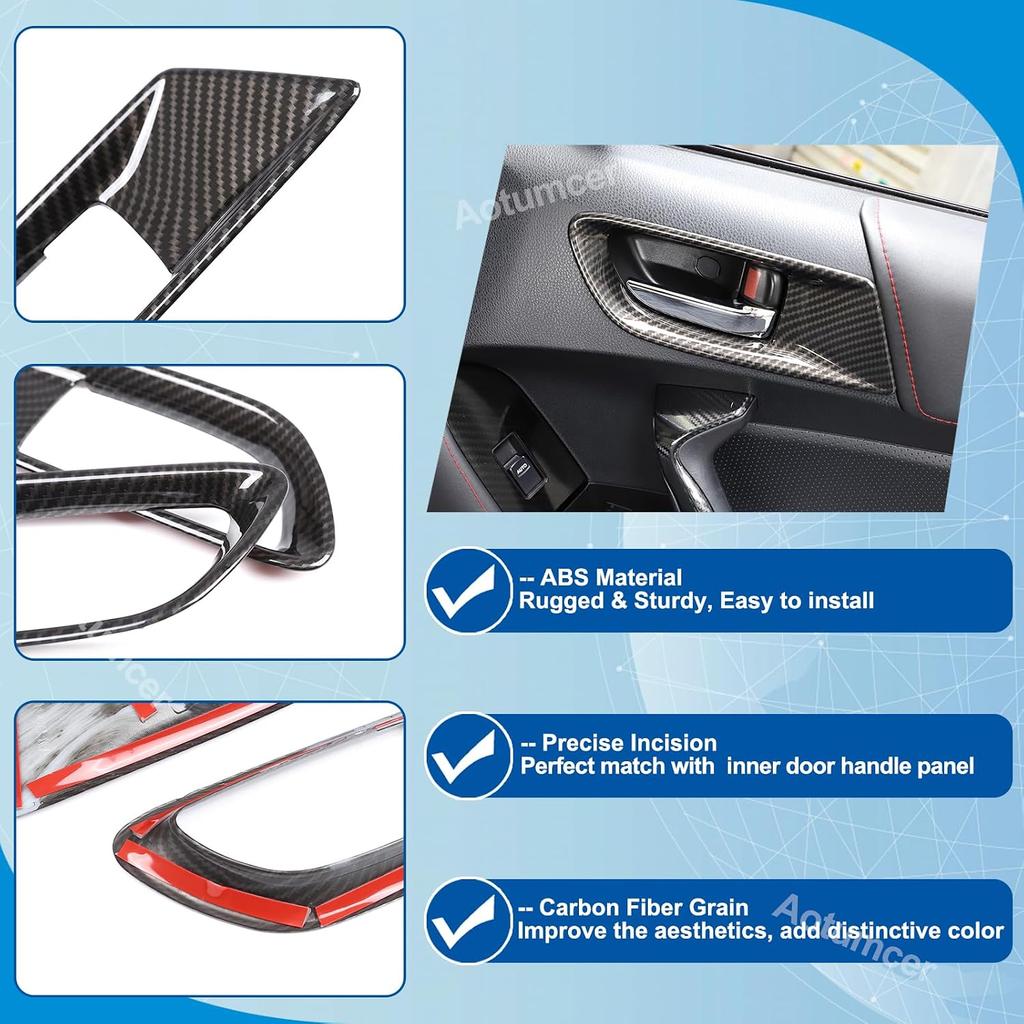 Car Inner Door Handle Frame Compatible with Subaru BRZ/Toyota 86 2012-2020, ABS Interior Door Handles Frame Cover Trim, Interior Door Bowl Trim Cover