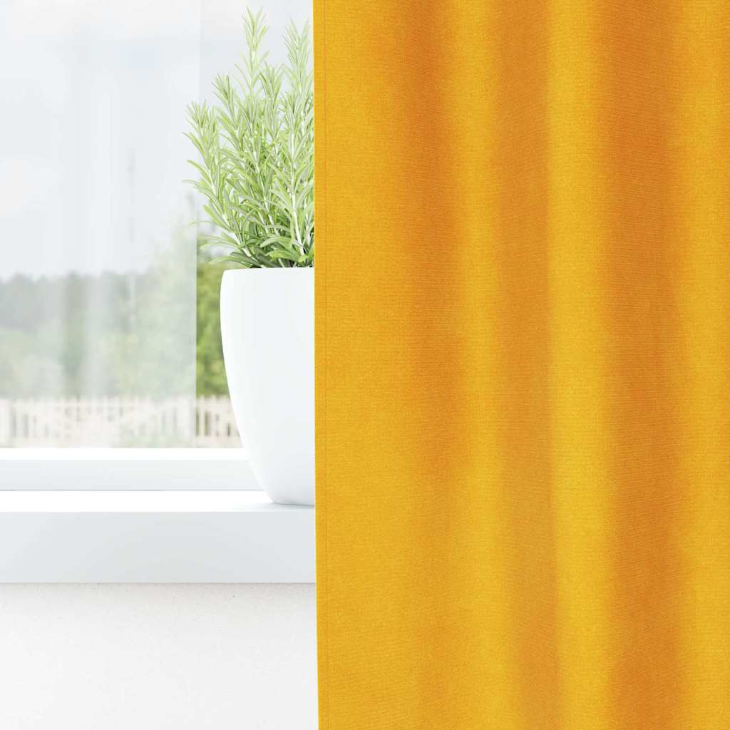 Blackout Curtains 2 pcs Mustard Yellow 140 x 225 cm Velvet