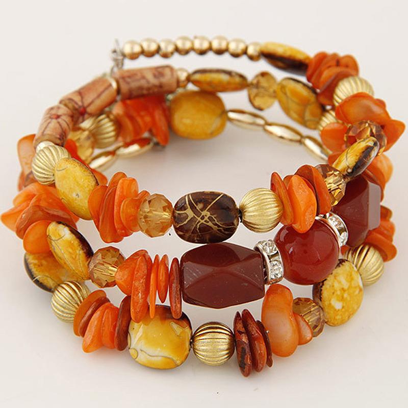 Bohemian Charm Beads Wrap Bracelets,Vintage Crystal, Turquoise, And Agate Beaded Multi-Layered Bracelet/Bangle
