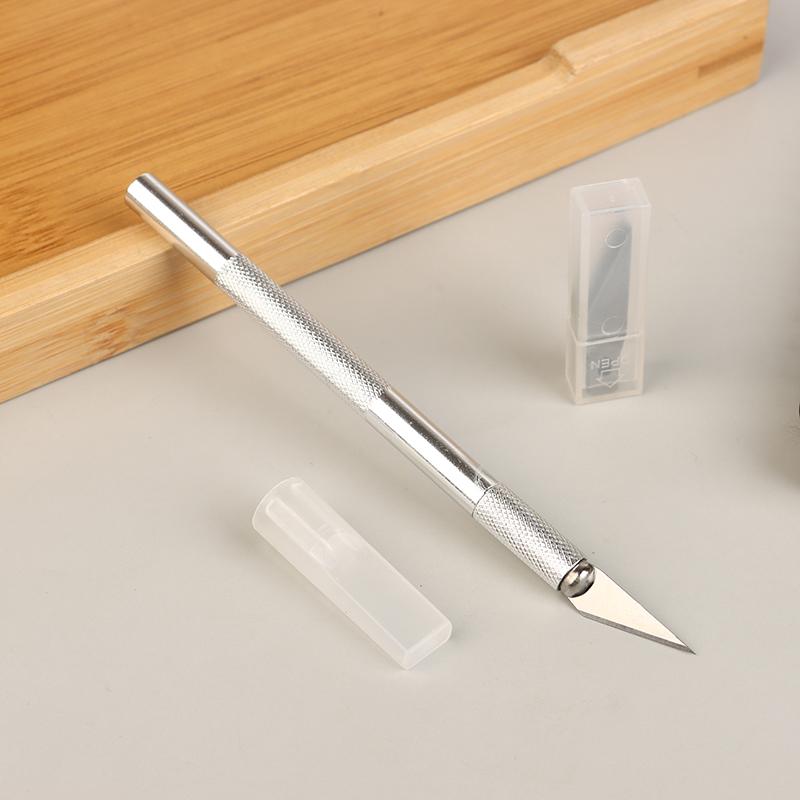 Non-Slip Metal Scalpel Knife Tools Kit Cutter Engraving Craft Knives + 10pcs Blades Mobile Phone PCB DIY Repair Hand Tools