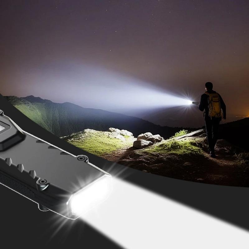 LED Ultratunn Ficklampa med Pennklämma Mini Campinglampa IPX44 Vattentät Bärbar Ficklampa 1200LM för Utomhusvandring