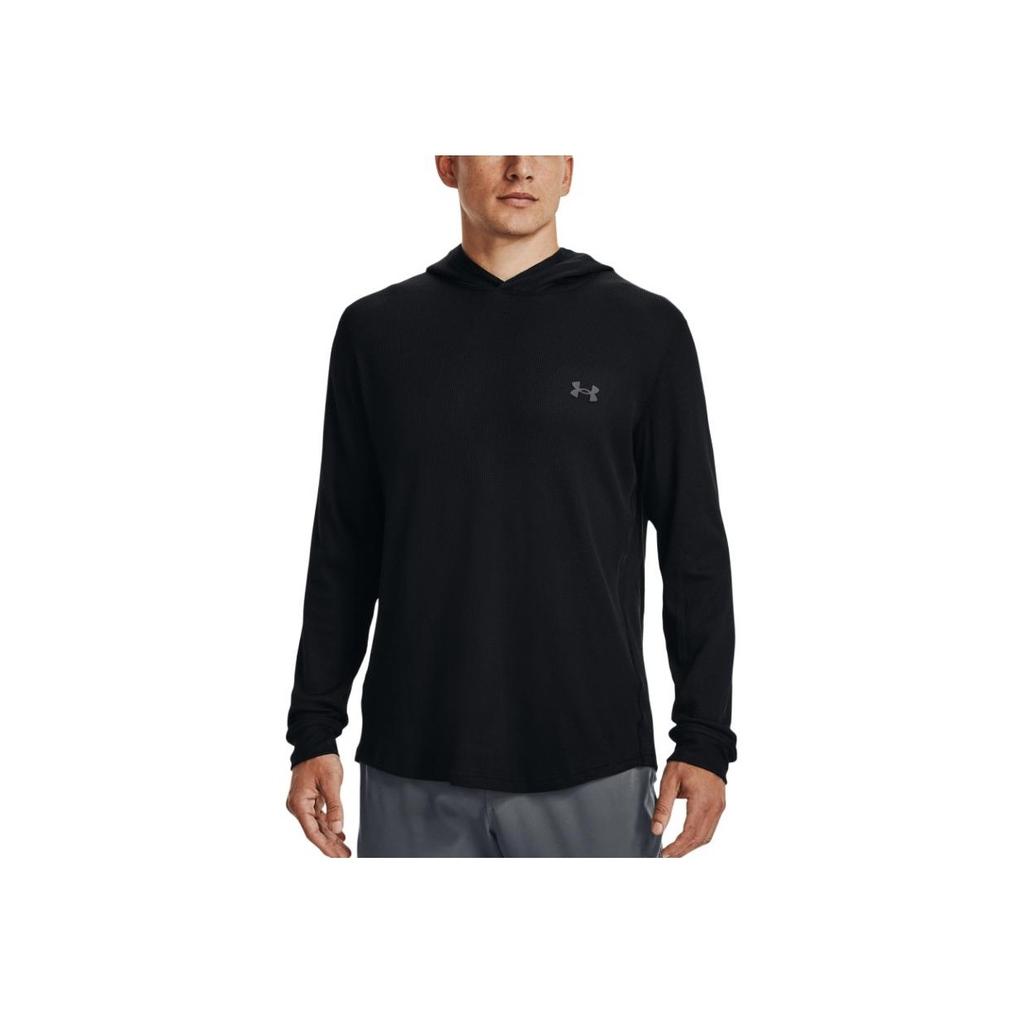 Under Armour Waffle Hoodie Long Sleeve Pullover Men Tops Black 1302362-001