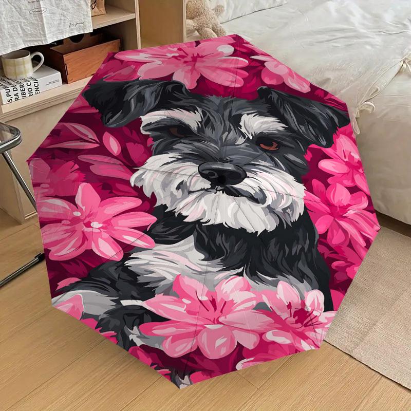 1PC Dog Flowers Automatic Open/Close Umbrella Compact Folding Umbrella with 8-Rib Shaft Lightweight Esign, Highquality Fabric1179A