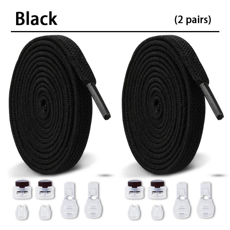 New Elastic Shoe Laces Round Snap Lock Flat Shoelaces Without Ties Kids Adult Quick Shoelace Shoe Accessories 2 Pair