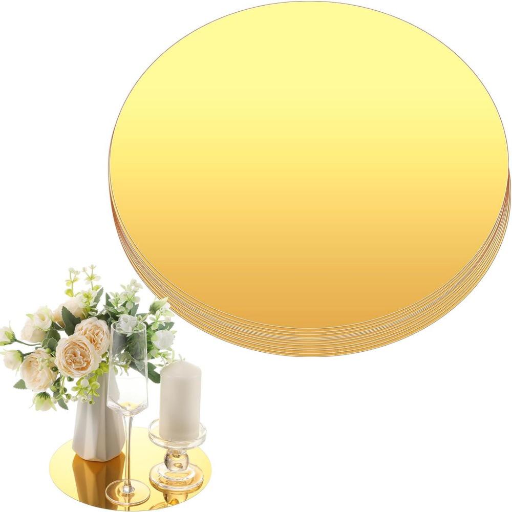 Modern Round Mirror Wall Stickers & Tabletop Candle Tray Set for Weddings & Parties