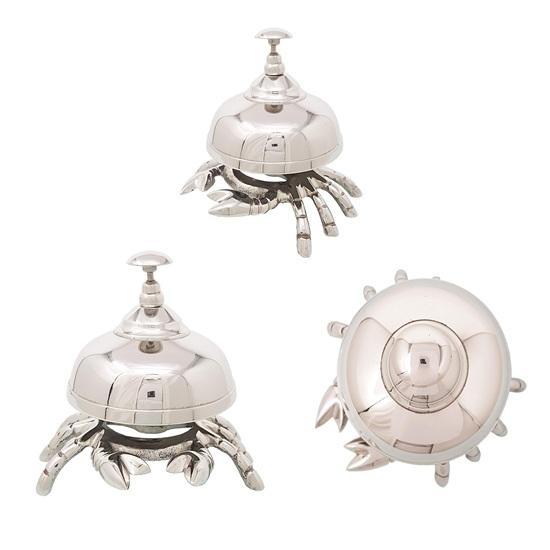 Brass Nautical  Beautiful Desk Bells Unique Table Bells Home Decor Gift Call Bell Reception Bell (Crab, Chrome)