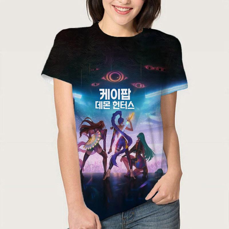 Letní KPop Lovci démonů Trička Huntrix Girl Kpop Tričko Jinu Zoey Rumi Mira Saja Kluci Cool Trička s krátkým rukávem Trička Topy