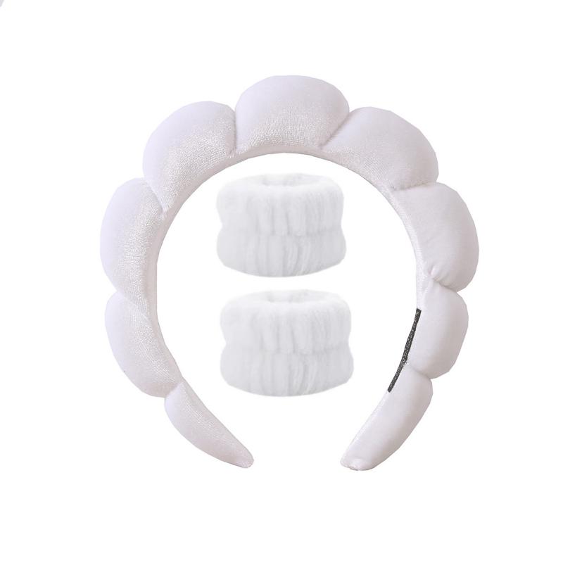 3-piece Sweat-absorbing Wristband Set for Women, Face Wash Headband, Headband and Hair Accessories