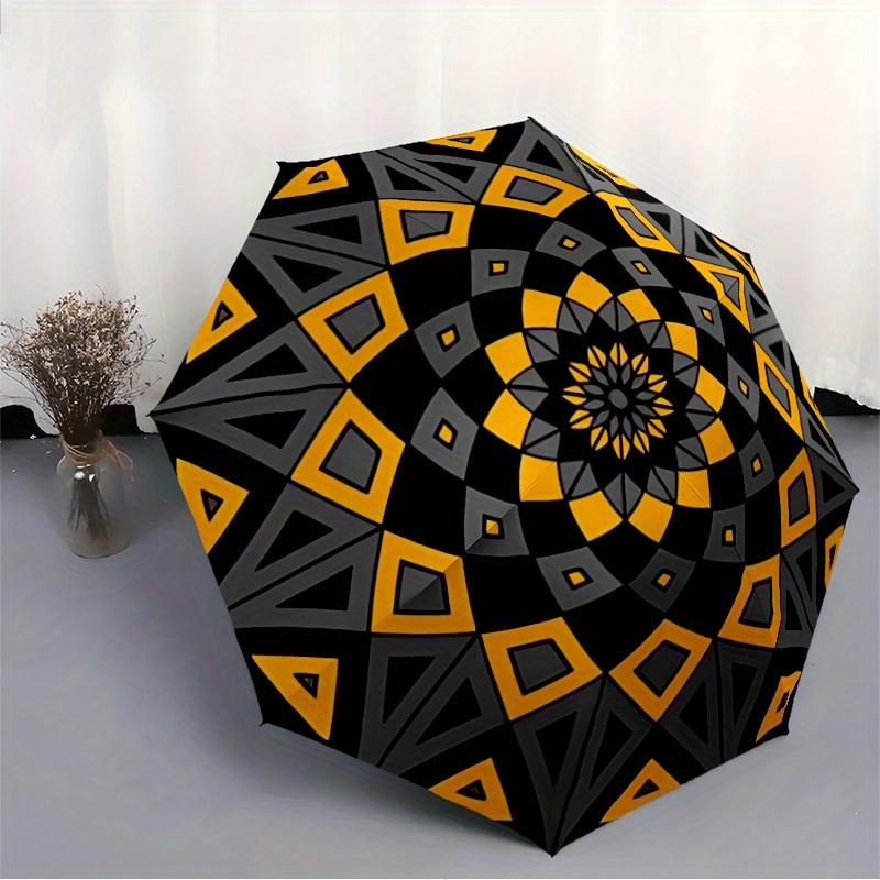 1pc Kaleidoscope Pattern Automatic Folding Umbrella, Portable & Foldable Design with 8 Ribs, Casual Outdoor Accessory Halloween and Christma
