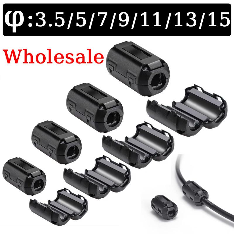 

10Pcs 3.5/5/7/9/13/15mm Ring Core Ferrite Bead Clamp Choke Coil EMI RFI Noise Filter Clip Snap Cable for Black Magnetic Snap-on 10 PCS