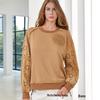 Solid Color Crochet Patchwork Long Sleeve Hoodie