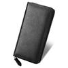 [Threes] Ultimate Simple Shrink Leather Long Wallet Men's, Large Capacity, Lightweight, Slim, with Coin Purse, 8 Card Slots (Black) M