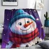 Snowman Print Flannel Blanket, High quality Comfortable for All Seasons, Home Decor, Warmth and Comfort, Perfect for Christmas Gifts