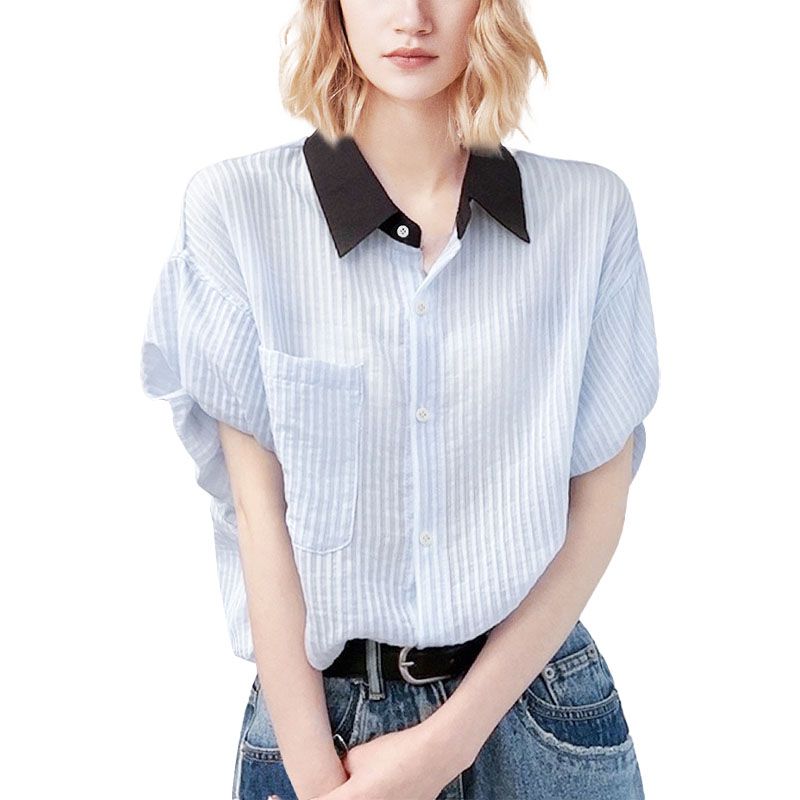 

Polo Summer New Temperament Youthful-Looking Striped Shirt Stripes S
