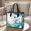 Watercolor Wave Print Portable Casual Large Capacity Shopping Tote Bag