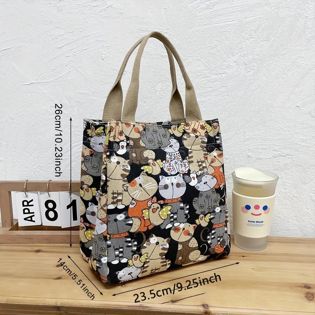 Portable mommy bag, cute cartoon kitten, carry miscellaneous items with you, retro and fashionable outdoor handbag