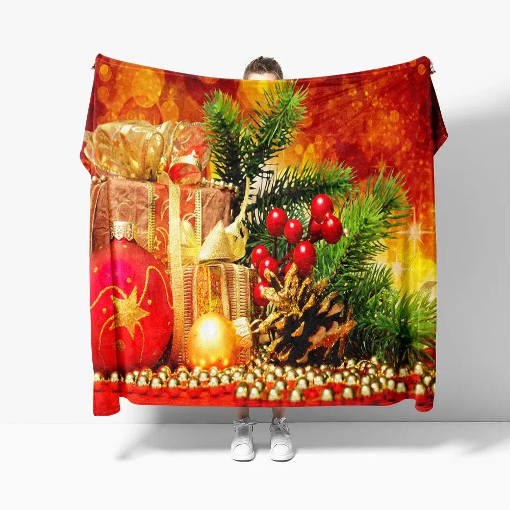 Christmas Theme Flannel Throw Blanket Christmas Tree Snowflake Pattern for Couch Bed Sofa Festival Gift for Boy Girl Lightweight