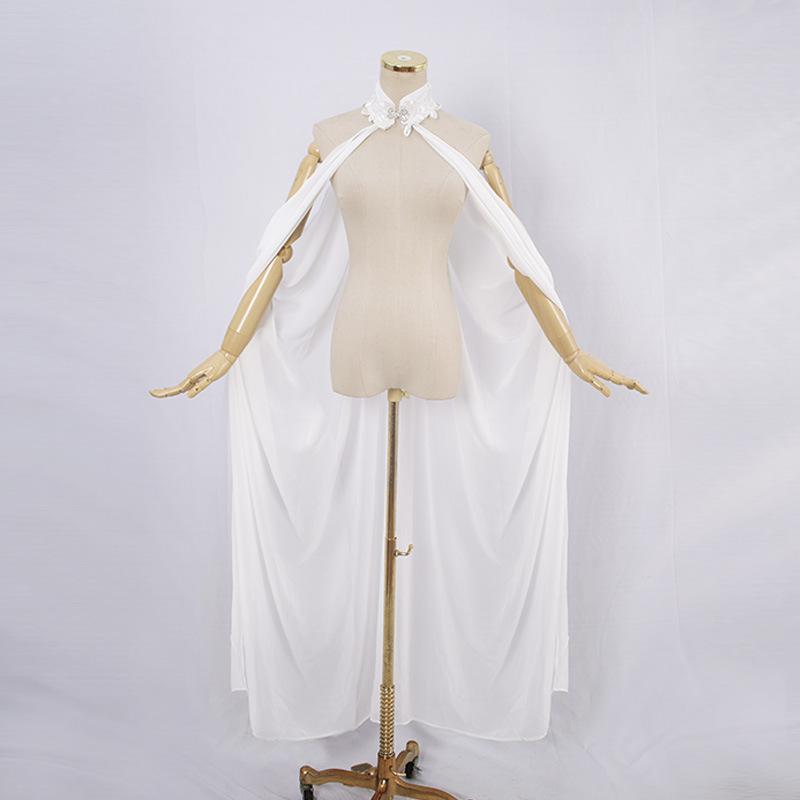 Womens Ladies Chiffon Sheer Mesh Halter Fairy Elf Elven Cloak Shawl Wedding Dress Cape
