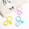 Metal Open Ring Keyrings Colorful Resin Five-Pointed Star Bell Pendant Keychain For Women Girl Car Hanging Trinket Key Holder