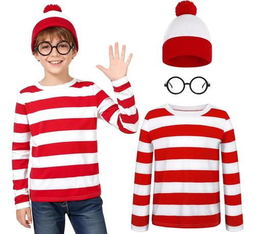 Uratot Children s Halloween Costume Set, Red And White Str 10-12 Years