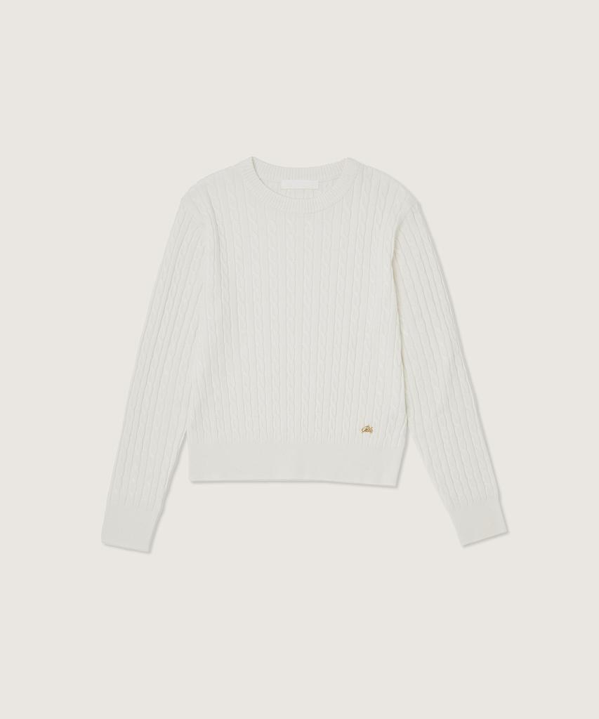 PLAC WOMEN Cable Round Neck Knit Ivory