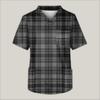 Men's Printing Short Sleeve V-neck Working Blouse Chest Pocket Carer Top