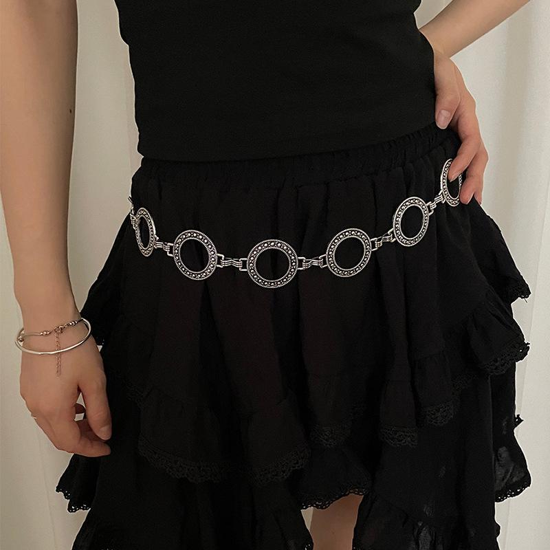 

Премиальная металлическая цепочка на талию с кольцами, женственность, цепочка для платья/юбки, декоративный текстурированный пояс серебряный
