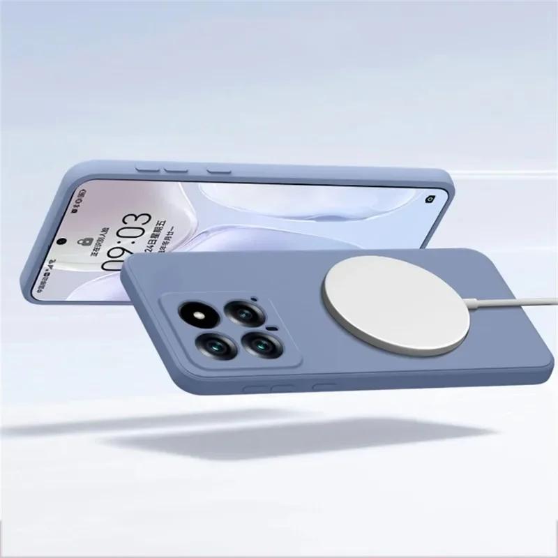 Original for Magsafe Magnetic Wireless Charging Case For Xiaomi 15 Ultra 14 14Pro Mi 13 Liquid Silicone Candy Soft Bumper Cover