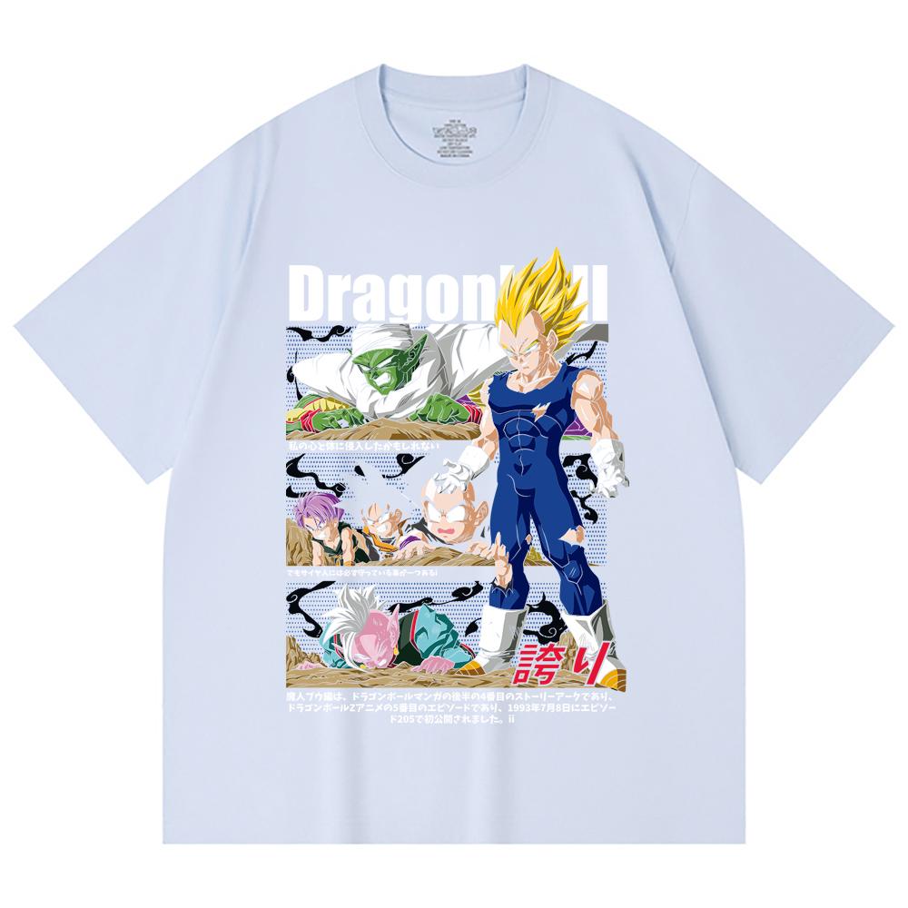 230 Gsm 100% Cotton Dragon Ball V6 Majin Vegeta Print Unisex Heavy Cotton T Shirt