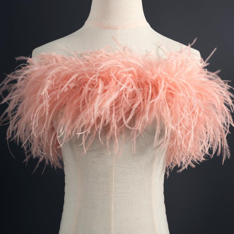 5-Layer Color Encrypted Bold Ostrich Feather Strip Latin Dance Dress Fashion Diy Handmade Clothing Accessories
