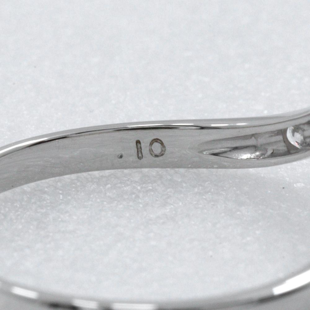 V-shaped 5P Ring Pt900Platinum/diamond #7.8(US Size) V character 2.7g Women Used