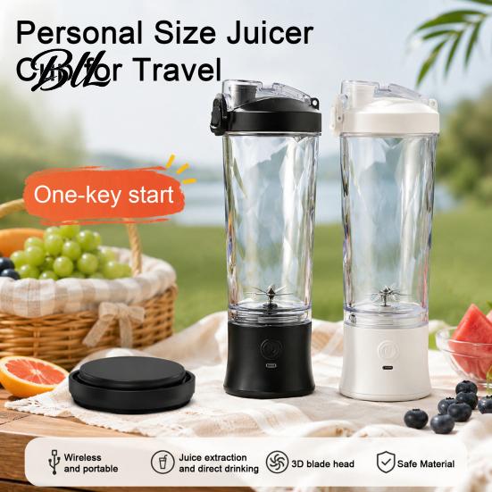Electric Fruit Mixer with USB Rechargeable Battery Portable Blender Cup, Fast Charging Personal Size Juicer, 600ml Capacity, Detachable Travel Juicer