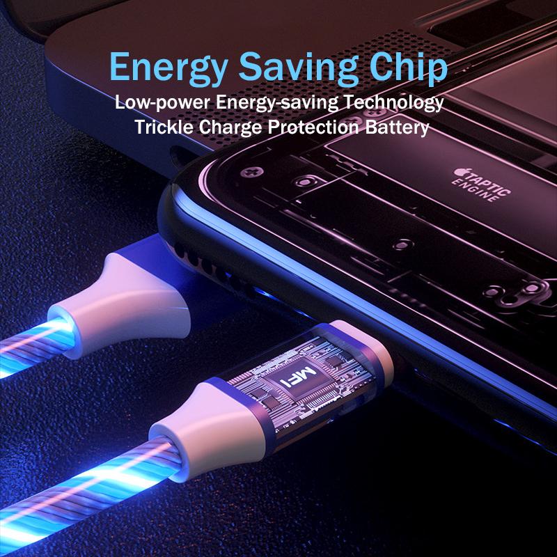3 In 1 Glowing Charging Cable For Android Huawei XiaoMi Iphone Fashion Light Charging Cable 3A Fast Charging