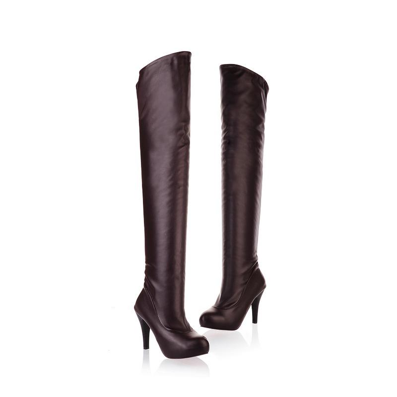 Sexy Spuer High Heel Over The Knee Boots Women Platform Stretch Boots Zipper Autumn Winter Fashion Women Shoes Black White