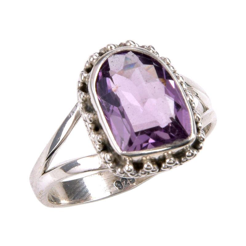 Natural Pink Amethyst Gemstone Handmade 925 Solid Silver Jewelry Ring S.8.5 T5n85