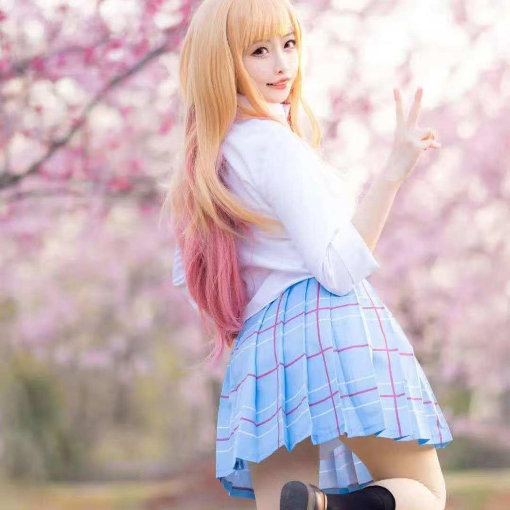 Kitagawa Marin Cosplay Anime Min Klesdrakt Darling Kitagawa Marin Cosplay Kostyme Kjoler Skoleuniform Parykk Øredobber Dress Jenter