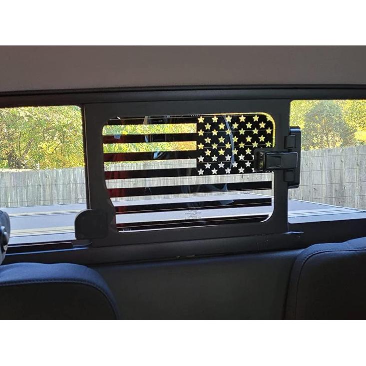 Rear Middle Window American Flag Decal For Ford Ranger 2018-  2024 2025, Back Centre Sliding Window Glass USA Flag Vinyl Sticker (Matte Black)