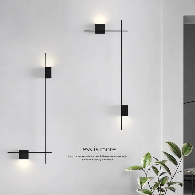 Vintage Wall Lamp Simple Designer Long Strip Square Lamp Living Room Background Wall Deco Light Hotel Corridor Black Wall Light