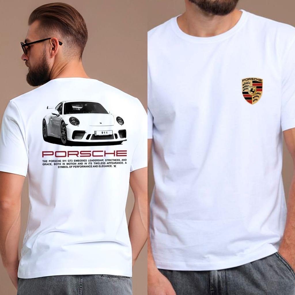 Camiseta Estampada Gráfica de Superdeportivos Porsche y Ferrari para Hombre Mujer Street Oversize Y2k Manga Corta Ropa Masculina Femenina de Alta Calidad