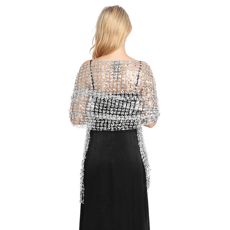 Sequin Tassel Shawl Dress: European & American Style Evening Party Cheongsam with Embroidered Shawl Scarf for Women