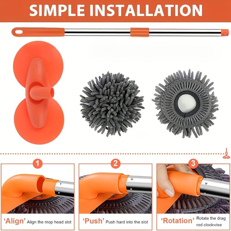 Adjustable Long Handle Chenille Microfiber Car Wash Brush, Soft No Scratch Heavy Duty Cleaning Mop Multi Surface Vehicle Detailing Tools