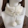Winter Warm Neck Warmer with Plush Balls Neckerchief Wrap Cute Neck Scarf  Girls