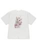 Süßes Prinzessinnenkatzen-Grafik-Damen-T-Shirt Lässiges Kurzarm-Oberteil Trendiger Kätzchen-Print Sommer Tägliche Kleidung Lockerer Schnitt Streetwear T-Shirt